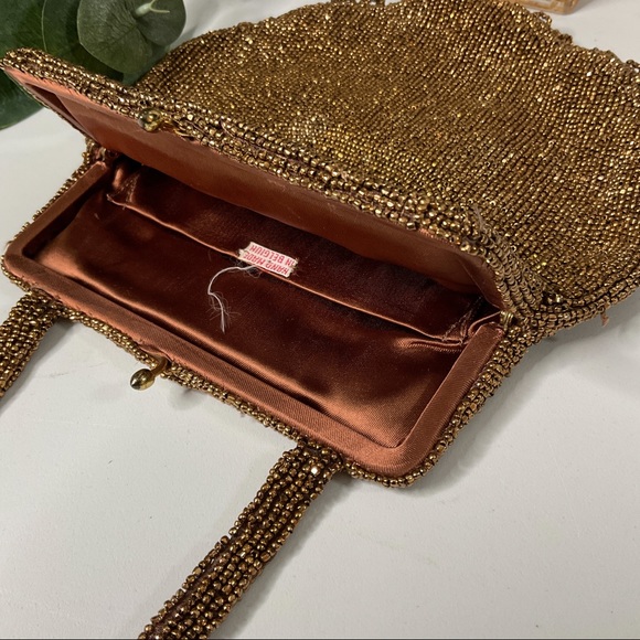 VTG Beaded Evening Purse 50s Bronze  Belgium - Picture 8 of 15